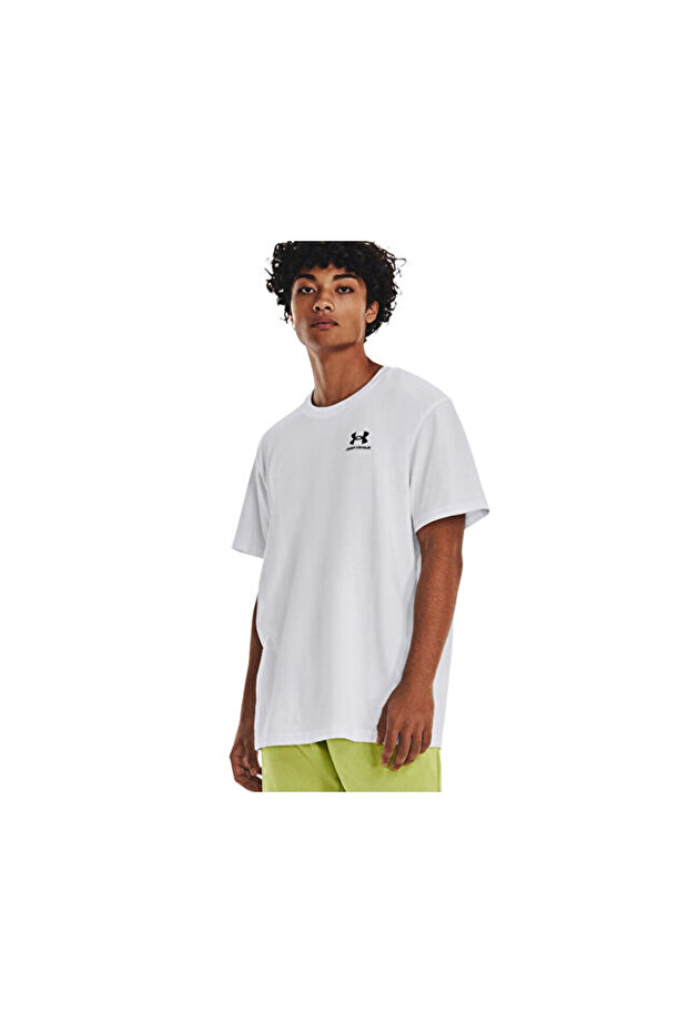 Ua m Logo Embroidered Heavyweight Ss Men's Casual T-Shirt White