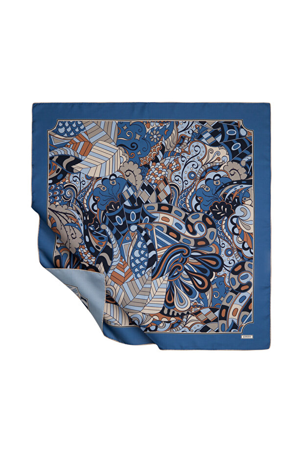 Indigo Karnaval Tivil İpek Eşarp - 1