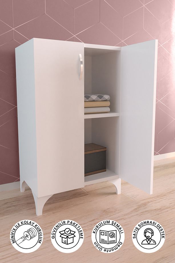 "bianc" 2 Raflı Çok Amaçlı Dolap Kiler Banyo Balkon Mutfak Erzak Dolabı - 1