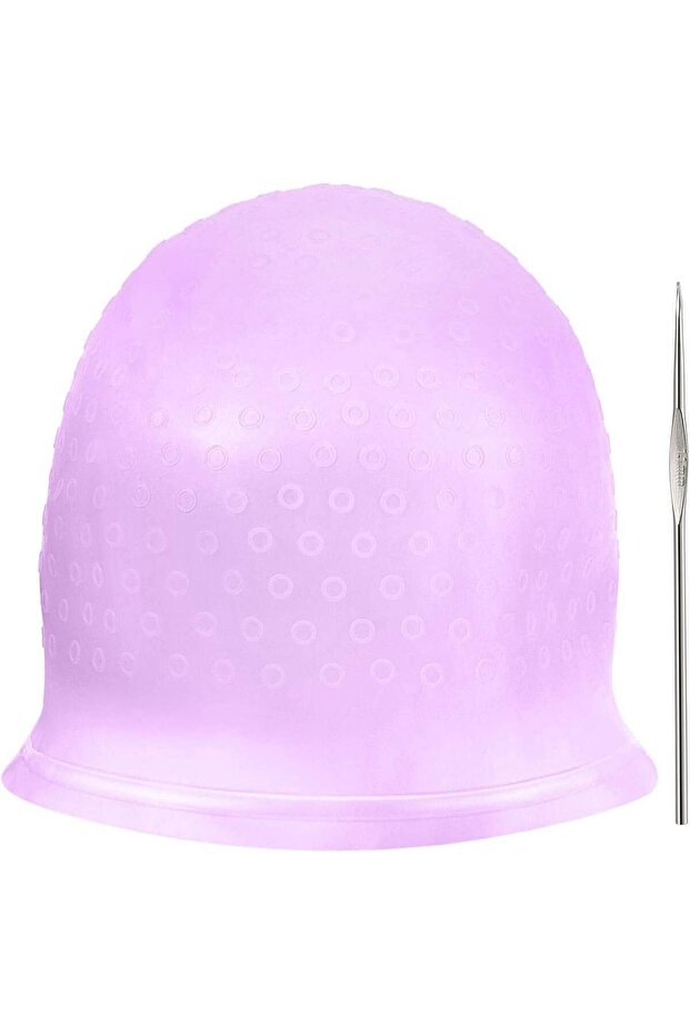 Silicone Highlight Cap Reusable Highlight Hair Cap Salon Hair Coloring Dye Cap (PURPLE)