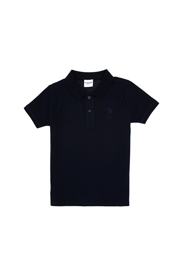 Boy's Navy Blue Basic Polo Neck T-Shirt 50298049-Vr033