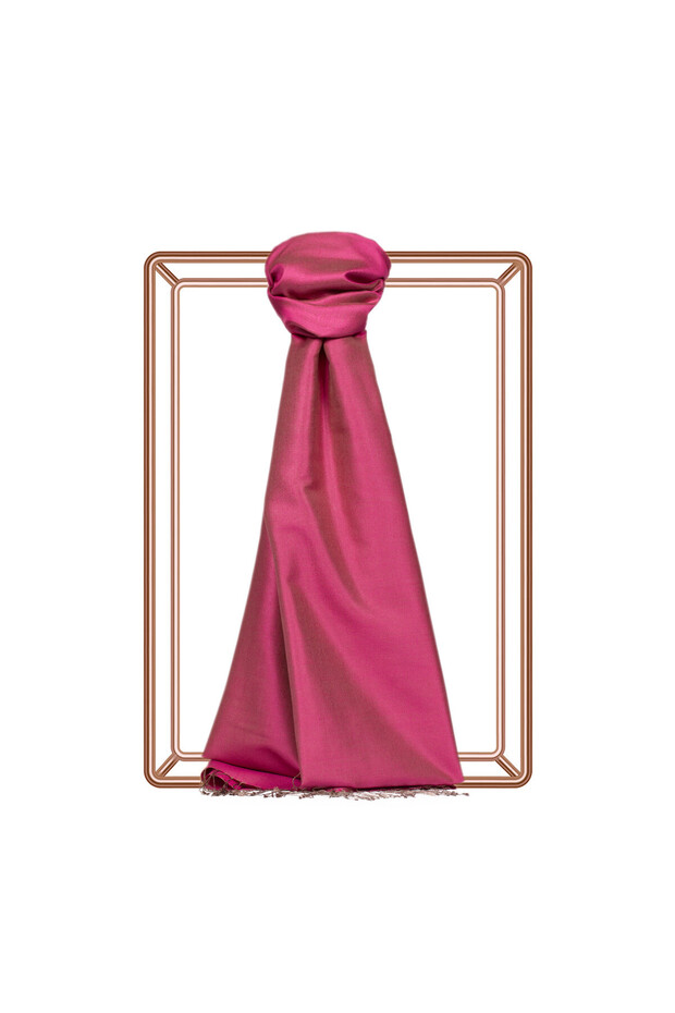 Fuşya Düz İpek Şal - 1