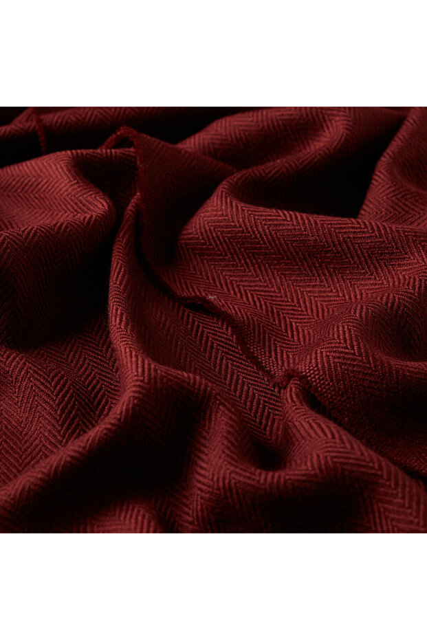 Plum Herringbone Patterned Wool Scarf - 2