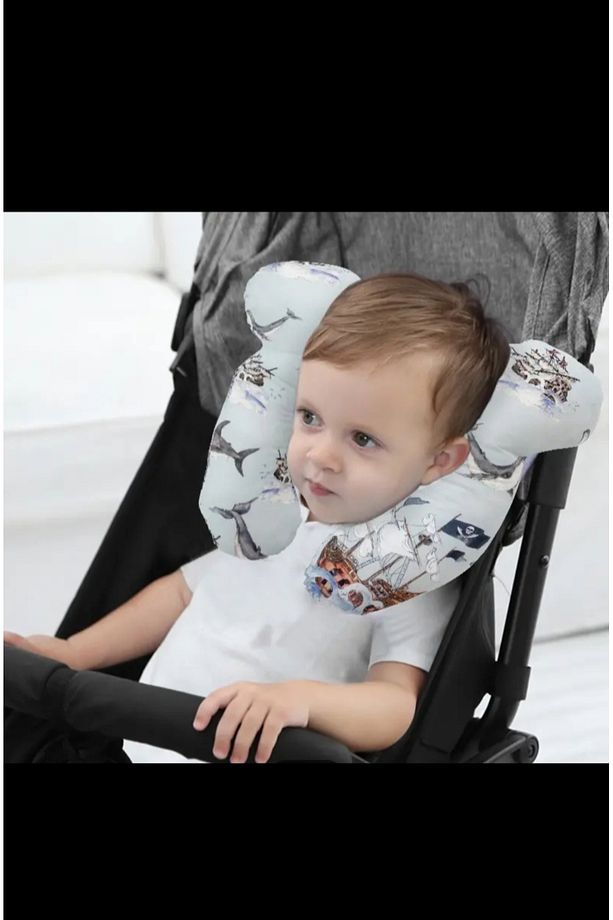 Yeşil yıldızlı Bebek boyun yastığı,puset yastığı - 2