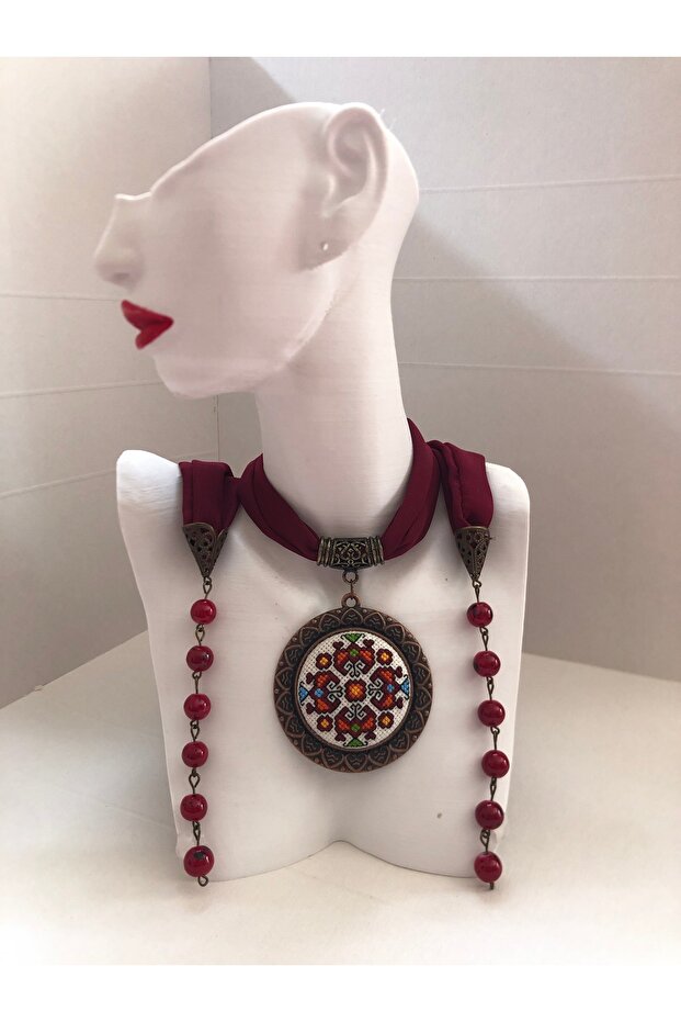 Kanaviçe Fular Kolye - 1