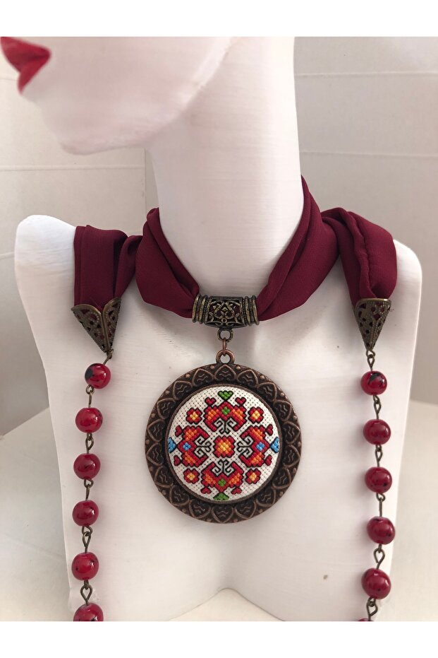 Kanaviçe Fular Kolye - 2