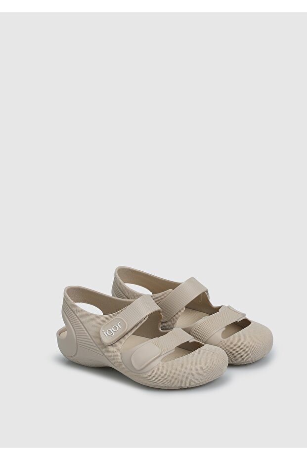 Bej  Düz Sandalet - 2