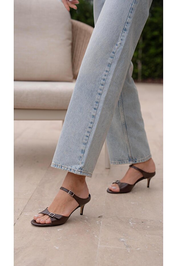 Kelvin Kahve Hakiki Deri Topuklu Ayakkabı - 4