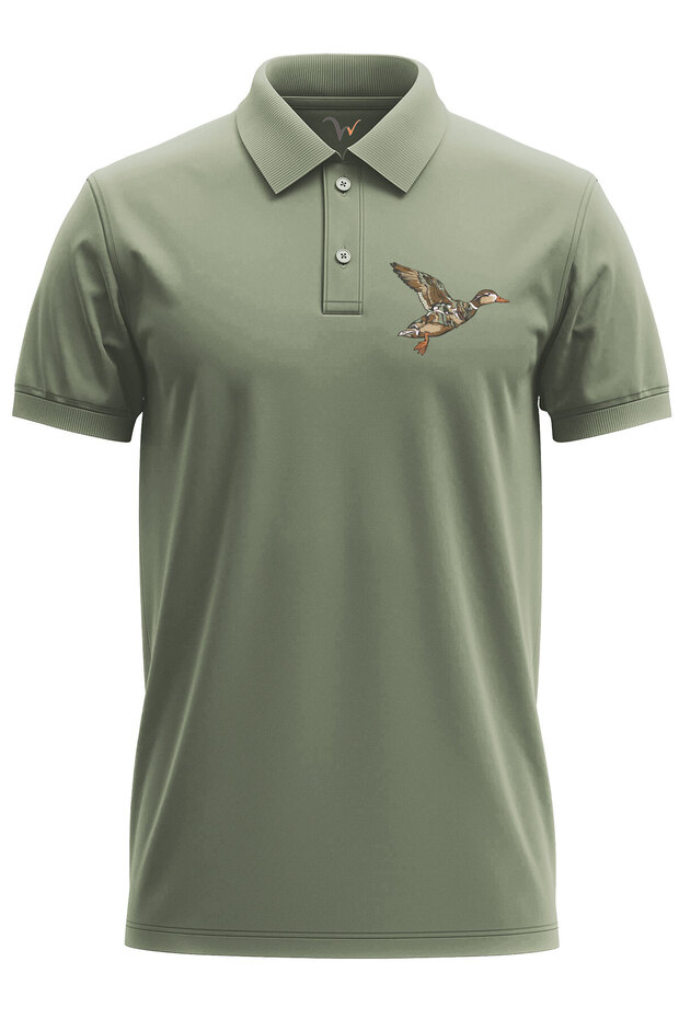 Hunting Hunting Duck Hunting Camouflage Patterned Duck Printed Regular Fit 100% Cotton Polo Neck T-Shirt