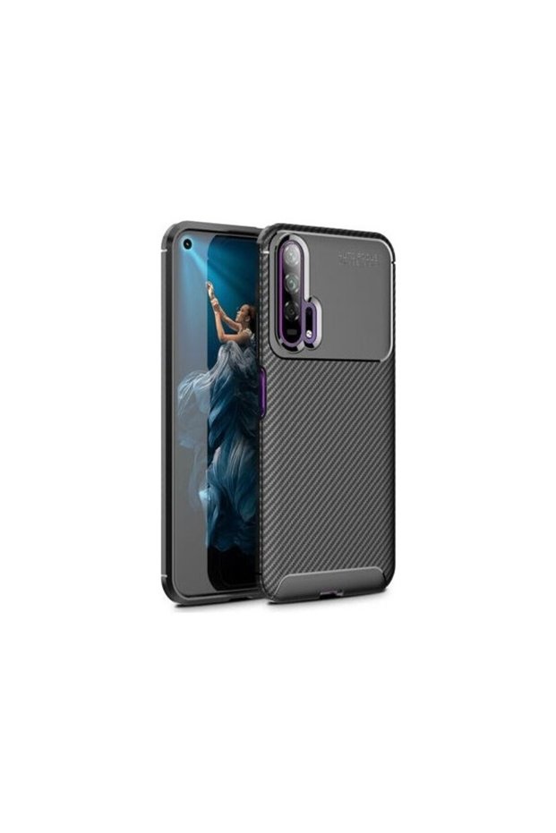 Honor 20 Case Carbon Pattern Lux Silicone Black + Ghost Screen Protector
