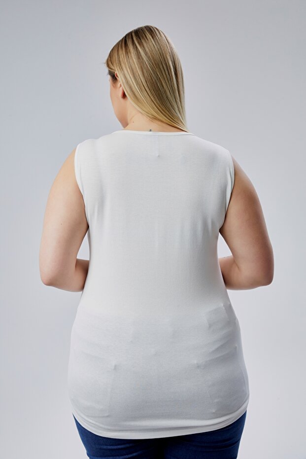 بلوزة بوهو هلال مطبوعة بدون أكمام من الفيسكوز مقاس كبير - 2