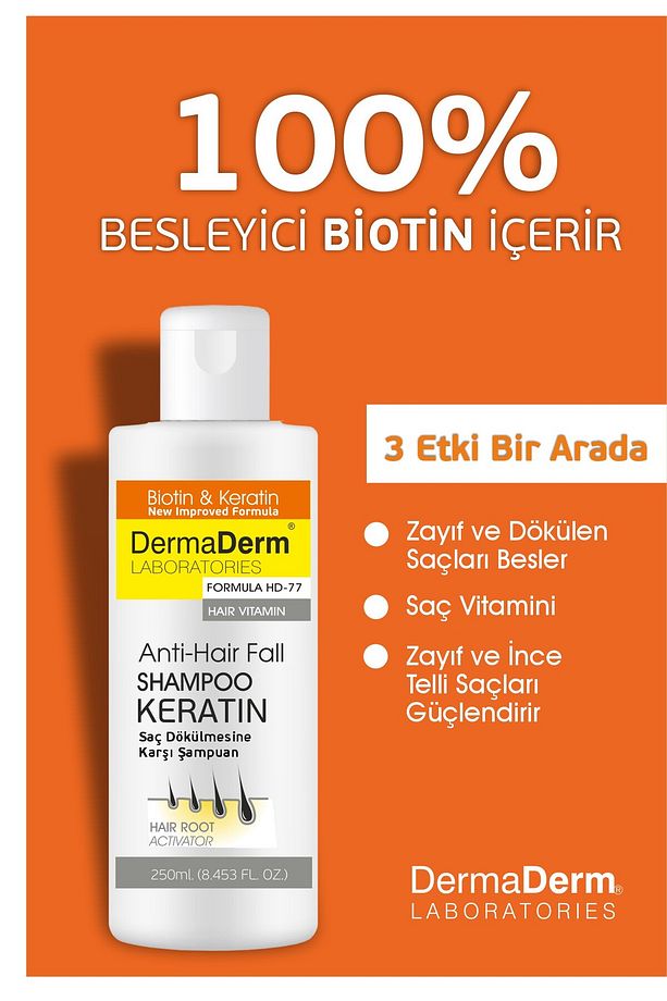 2 ADET Saç Dökülmesine Karşı Biotin ve Keratin Şampuanı 250ml - 4