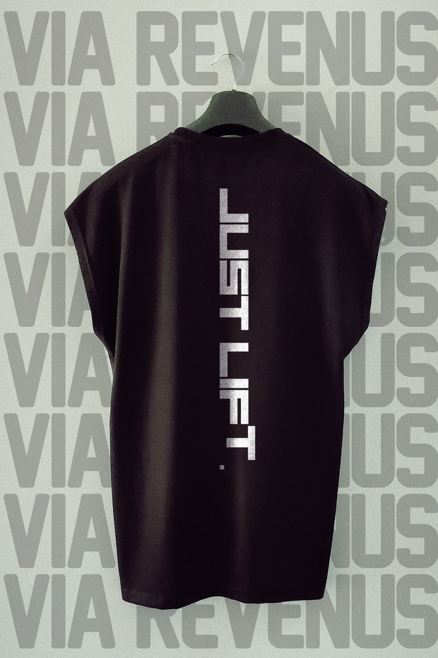 Just Lift Gym Back Printed Zero Sleeve Crew Neck Sports Tshirt