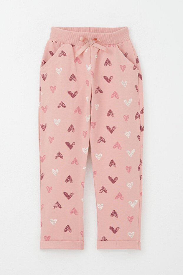 Kız Bebek Eşofman Takım Kalp Desenli Yazı Baskılı 1-4 Yaş, Gülkurusu - 6