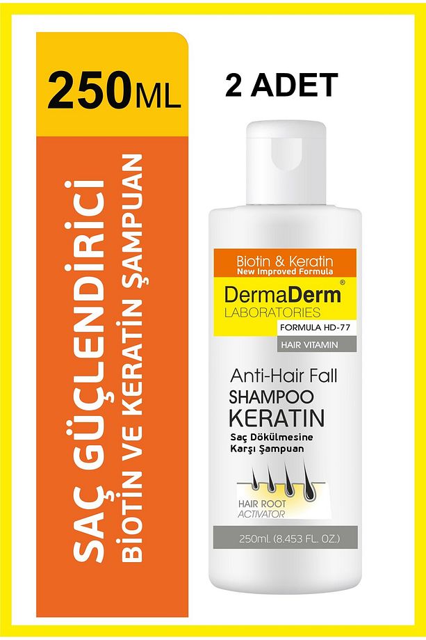 2 ADET Saç Dökülmesine Karşı Biotin ve Keratin Şampuanı 250ml - 3