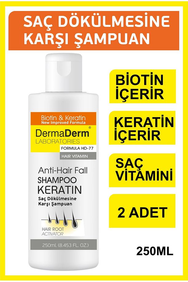 2 ADET Saç Dökülmesine Karşı Biotin ve Keratin Şampuanı 250ml - 2