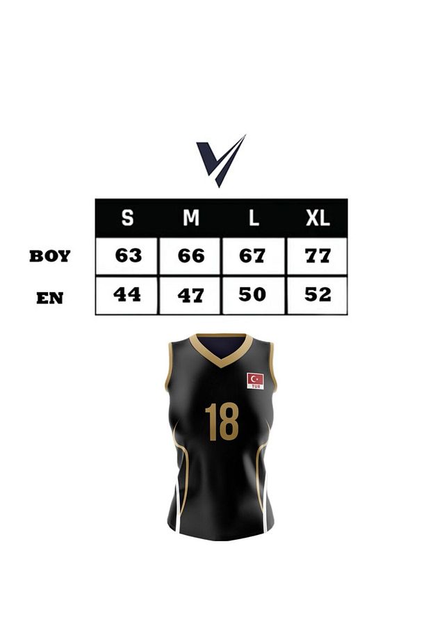 Kadın Siyah Likralı Tek Üst Voleybol Forması Volleyball Jersey - 4