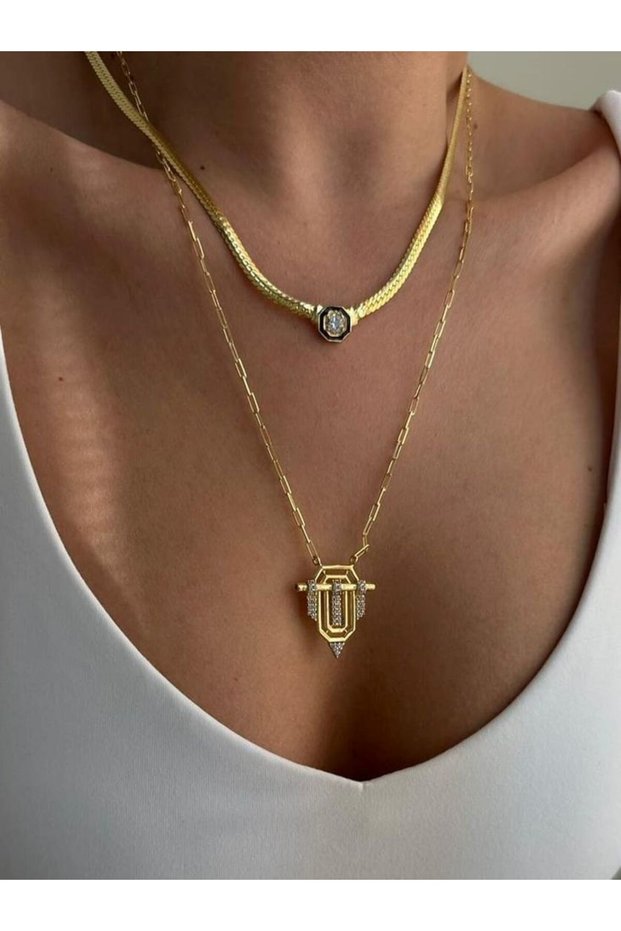 Knight Zircon Steel Serenay Necklace Set
