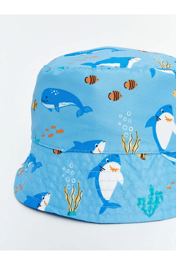 LCW baby Mavi Baskılı Erkek Bebek Bucket Şapka - 4