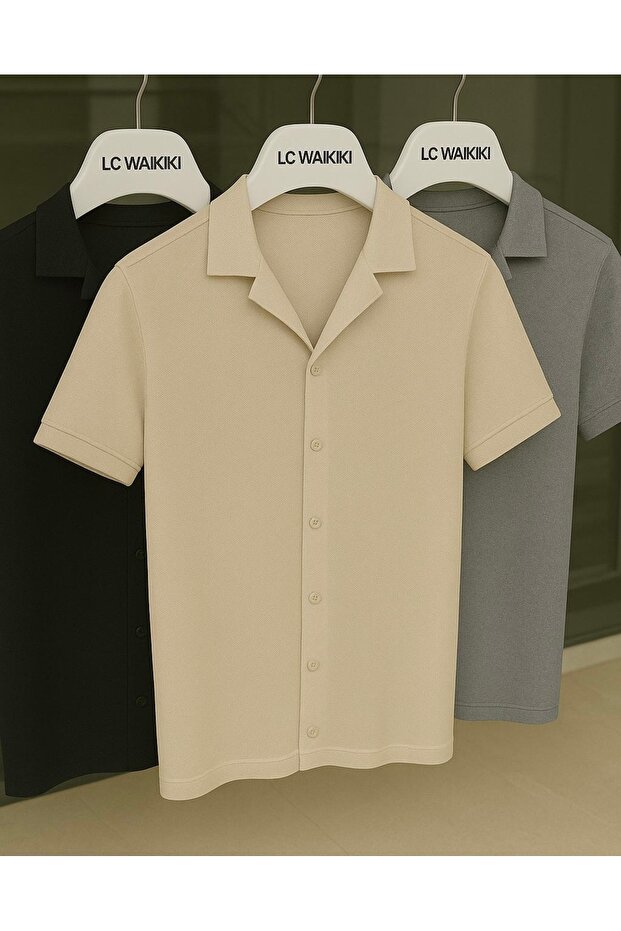 3 Set Bundle Deals 100% Cotton Short Sleeve Button Premium Male Shirt