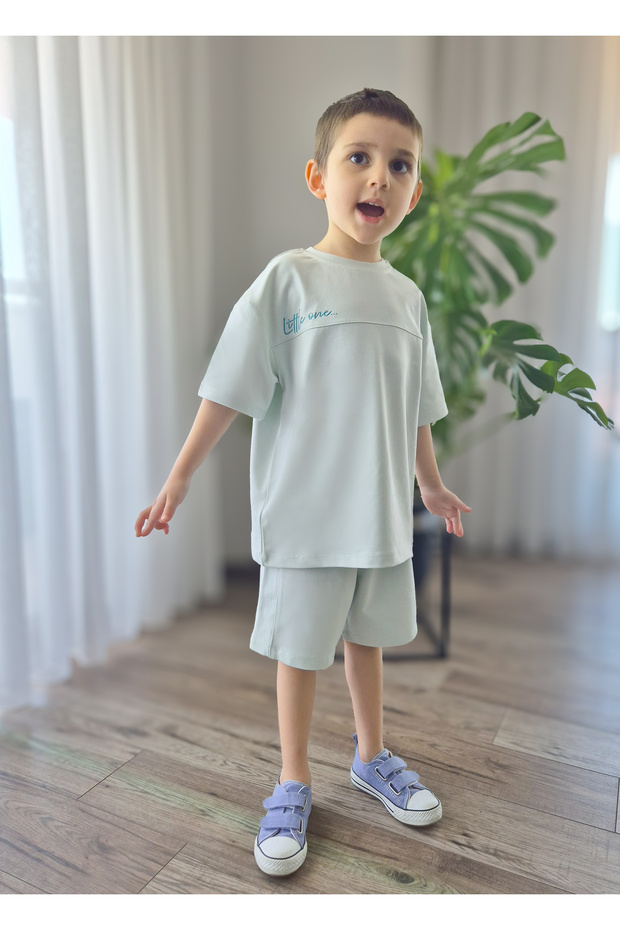 طقم شورت صيفي للجنسين من Little One بلون نعناعي MTYE0085