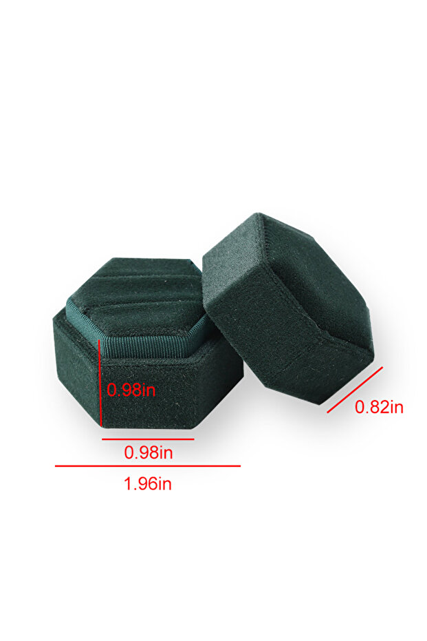 Hexagon Green Hexagon Square Shape Velvet Jewelry Box Double Ring Storage Box Wedding Ring Display F
