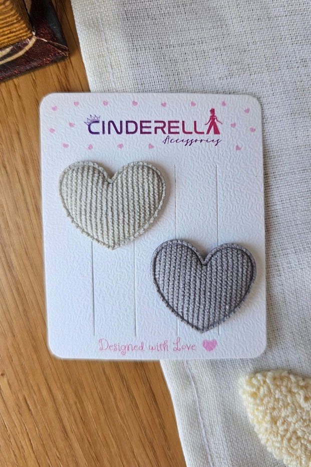 2-Piece Heart-Shaped Hairless Baby Buckle 3.5 cm - Baby Girl Buckle Set with Less Hair Newborn Buckle with Snap Fasteners