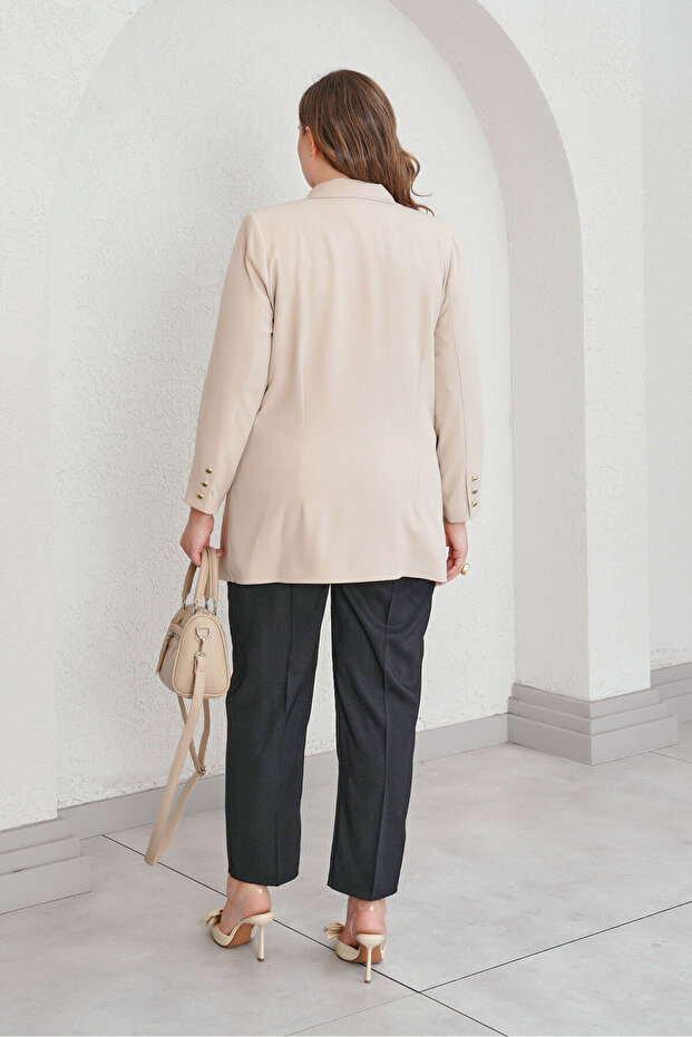 Lined Double Breasted Blazer Jacket - 8