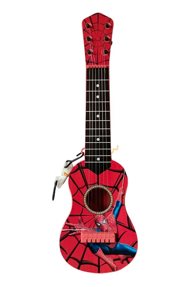 48 cm Oyuncak İspanyol Örümcek Adam Gitar - 6 Telli Örümcek Adam Çocuk Gitarı Askı Aparatı Hediye - 3
