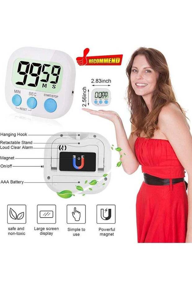 4-Piece Multi-Function Electronic Timer, Learning Management, Suitable for Kitchen - 3