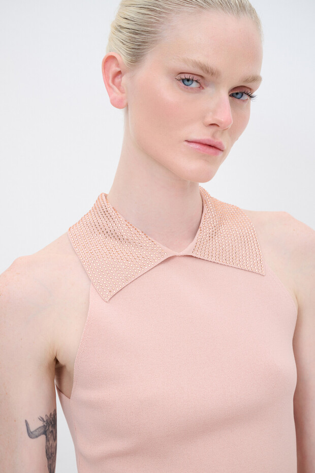 Taş Detaylı Triko Bluz - 3