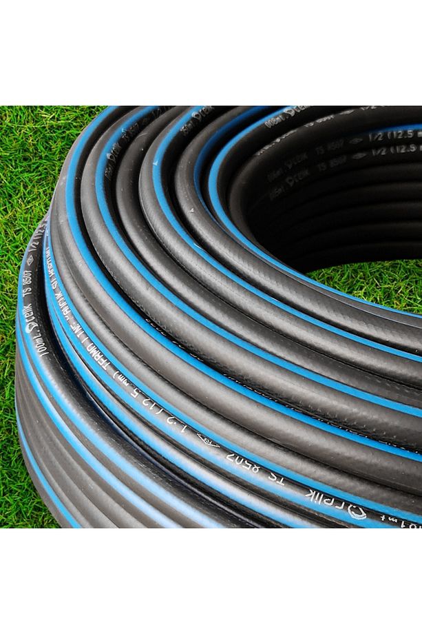 Dayanıklı 15 Metre 3 Katlı Sağlam Termo Kauçuklu Bahçe Su Hortumu Sulama Yıkama Hortum 12.5 mm 1/2" - 6