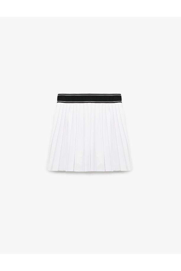 Beli Lastikli Pileli Mini Şort Etek - 5