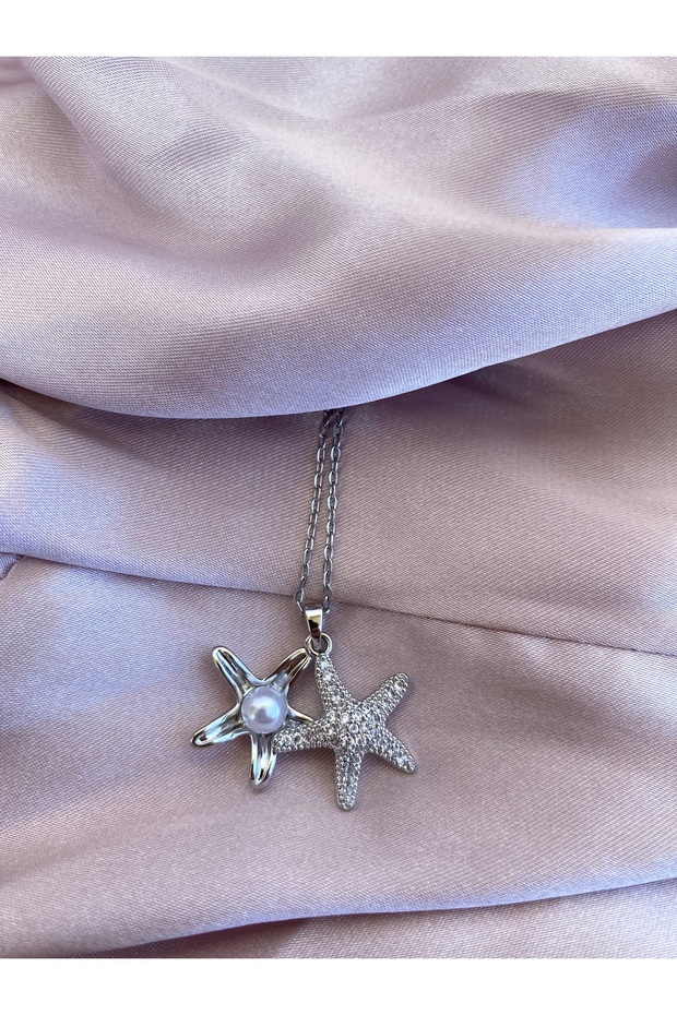 Starfish Openwork Pearl Steel Necklace