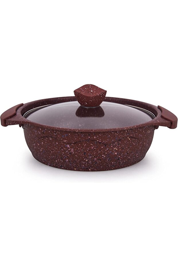 AMERCOOK ALFETTA قدر منخفض بغطاء 26 سم جرانيت أحمر