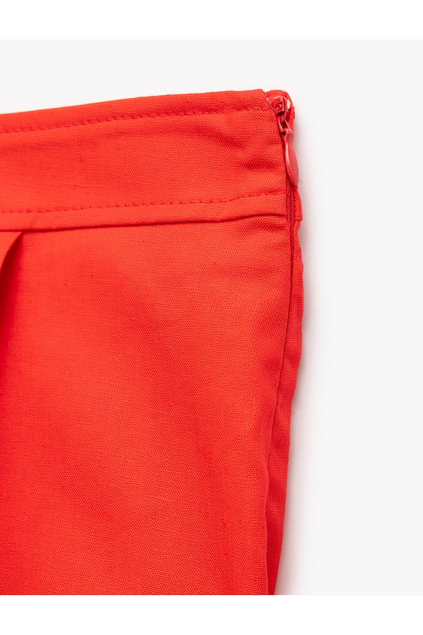 Regular Fit Kruvaze Mini Keten Şort Etek - 5
