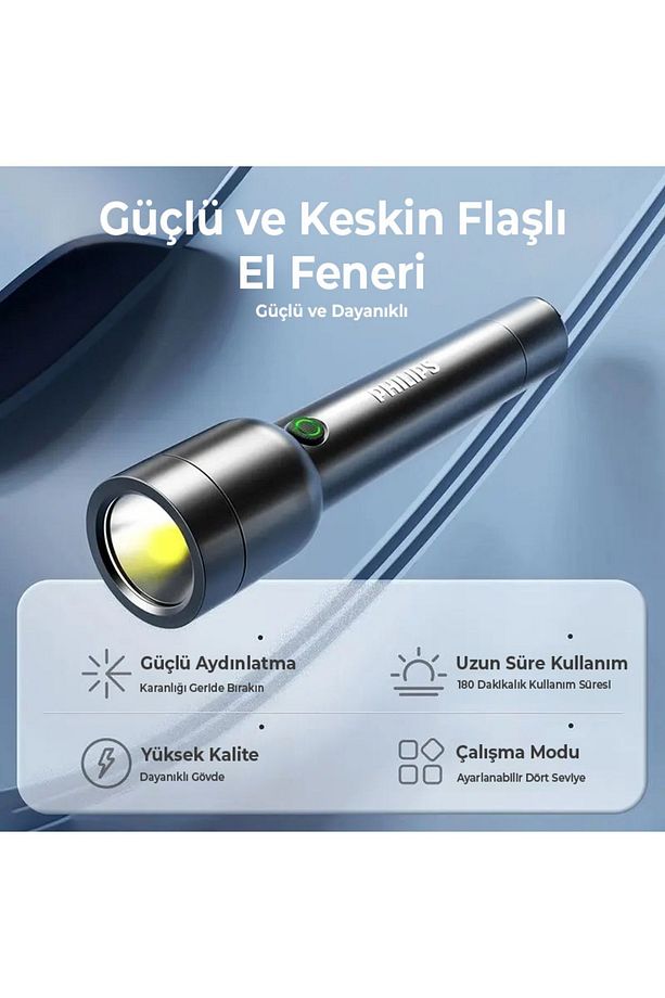 Sfl1236/93 3w 300 Lümen Type-c Şarj Edilebilir Ultra Hafif Güçlü Led El Feneri - 6