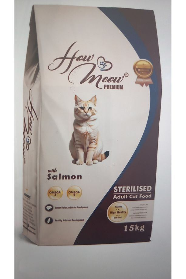 HOW&MEOW YETİŞKİN KEDİ MAMASI STERILISED SOMONLU 15KG - 1