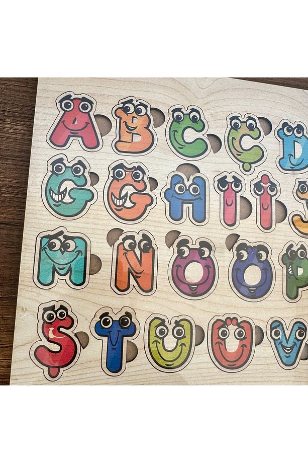 AHŞAP MASİF PUZZLE-AHŞAP BULTAK-2 adet HARFLER ve SAYILAR puzzle-Ahşap oyuncak-Öğretici oyun +1 yaş - 3