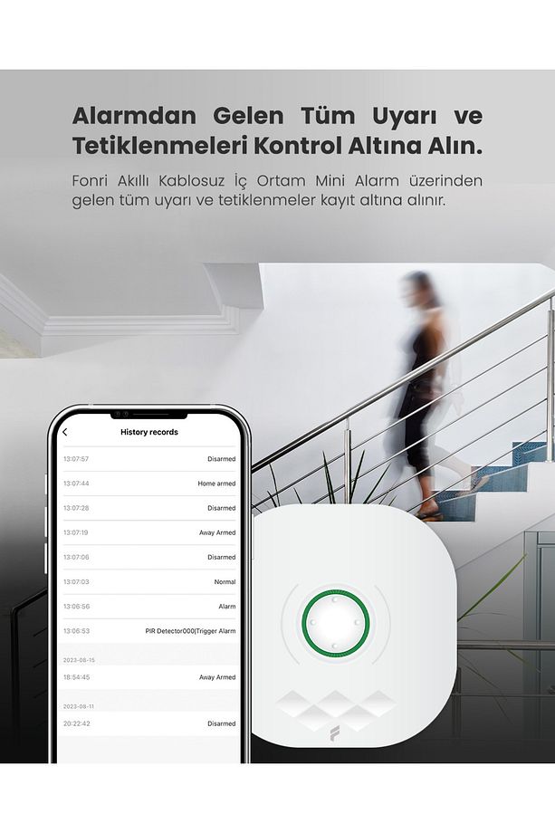 Akıllı Pratik Alarm Seti; Akıllı Alarm, 3x Akıllı Kapı Pencere ve 1x Akıllı Hareket Sensörü, Kumanda - 6
