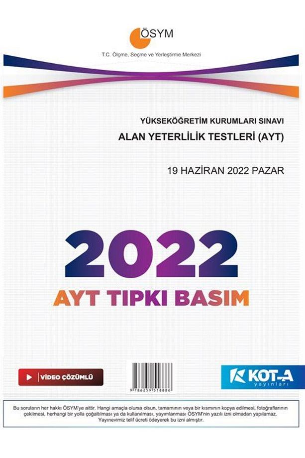 2022 AYT Çıkmış Sorular (Tıpkı Basım-Kapaksız Fasikül) - 1