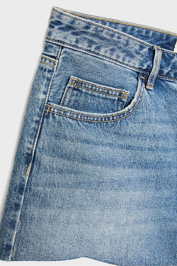 Düşük Bel Denim Şort - 7