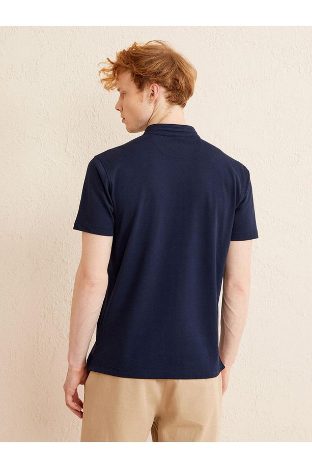 Erkek Lacivert Regular Fit Pamuklu Basic Tişört - 5