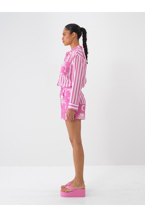 Kadın Pembe Oversize Şort - 3