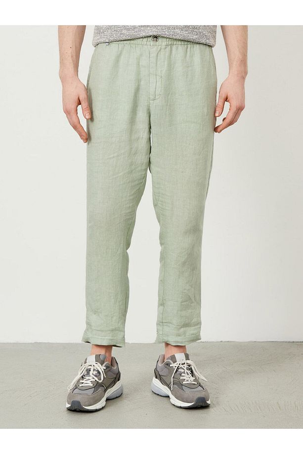 Erkek Mavi Regular Fit Keten Basic Pantolon - 1