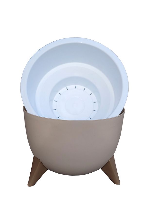 2li Küre Saksı Seti 2 Boy Ayaklı Süzgeçli Plastik Çiçek Saksısı Set - 6