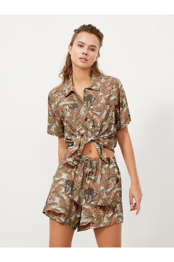 Kadın Yeşil Oversize Şort - 1