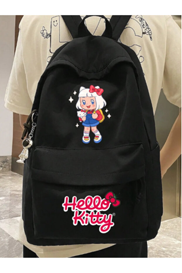 Dreich Black Hello Kitty Girls Printed School, Tuition, Course Backpack