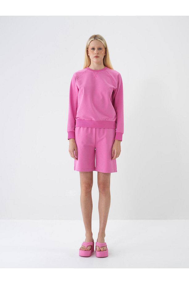 Kadın Pembe Regular Fit Pamuklu Şort - 1