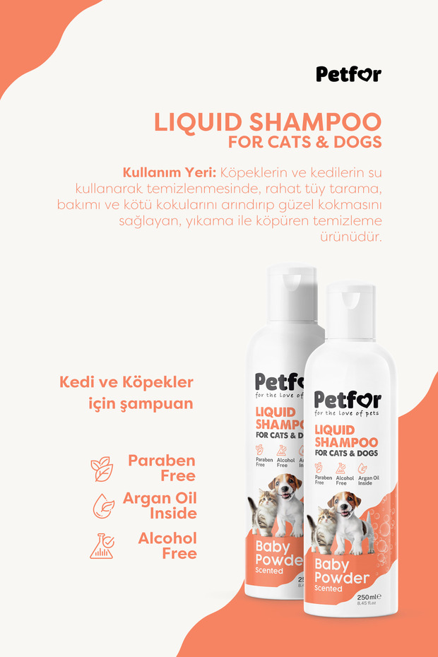 Kedi ve Köpekler için Bebek Pudralı Şampuan 250 ML x2 Adet - 2